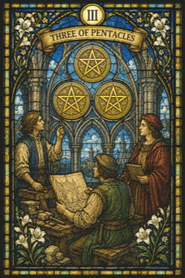 ペンタクルの3(Three of Pentacles)のタロットカード