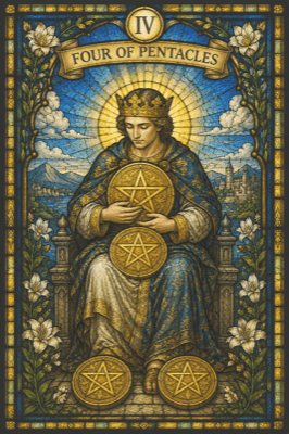 ペンタクルの4(Four of Pentacles)のタロットカード